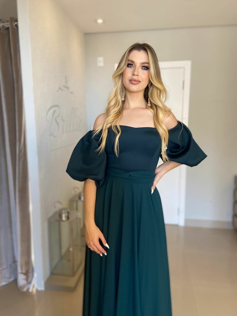 Imagem do VESTIDO VERDE MUSGO OMBRO A OMBRO