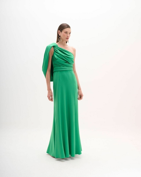 VESTIDO VERDE UM OMBRO na internet