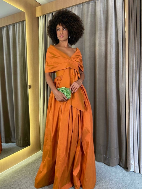 VESTIDO LARANJA/TERRACOTA TAFETÁ NÓ