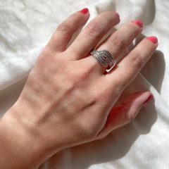 Anel 3 linhas cravejadas banho ródio - loja online