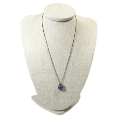 colar do conjunto gota cristal cor ametista banhado a ródio negro