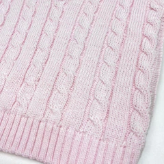 Colete Tranças Rosa - Baby Fio Tricot Infantil