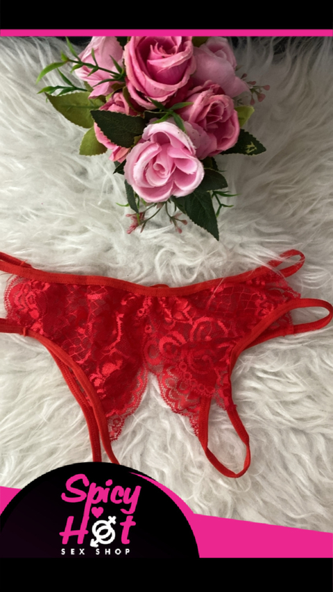 Calcinha em Renda Sexy com abertura Vermelha