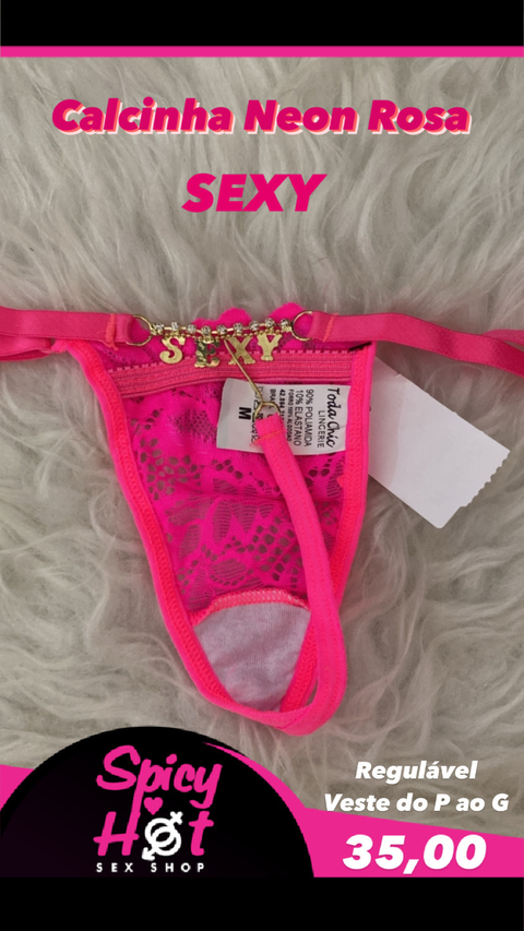 Calcinha Nome SEXY PINK Neon Tallyta