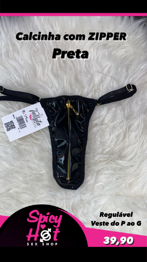Calcinha Com Zíper Tallyta PRETO