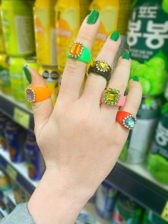 Anillo de colores y strass GINA - tienda online