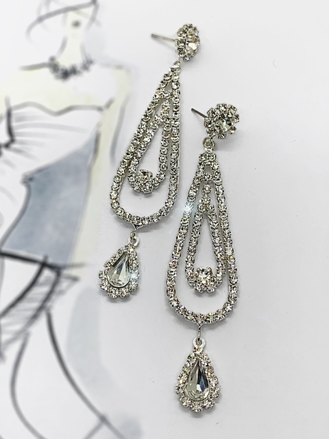 Aros plateados de strass LEANNE
