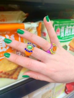 Anillo de colores y strass GINA - tienda online