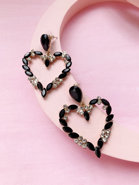 Aros corazones negros AMORE