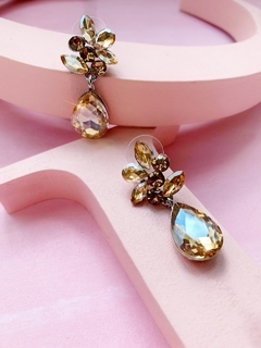 Aros dorados de cristales CLEO - comprar online