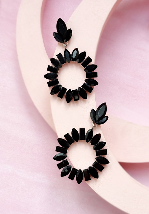Aros negros de piedras JENNIFER - comprar online