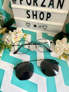 Armação hexagonal clip on preto - comprar online
