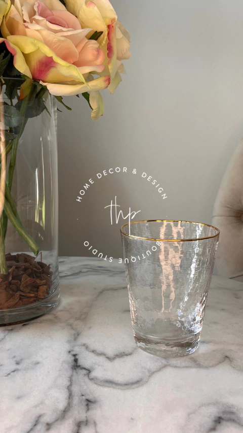 VASO LABRADO BORDE DORADO X 6UN. | STOCK