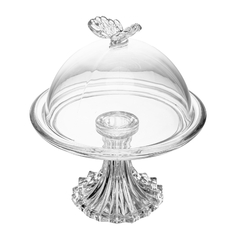 PRATO PARA DOCE COM PE E TAMPA BUTTERFLY 15x15x18CM - comprar online