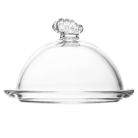 PRATO PARA DOCE COM TAMPA BUTTERFLY 15x15x10CM