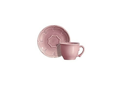 XÍCARA DE CHÁ COM PIRES DUNQUERQUE ROSA - CONJUNTO COM 2