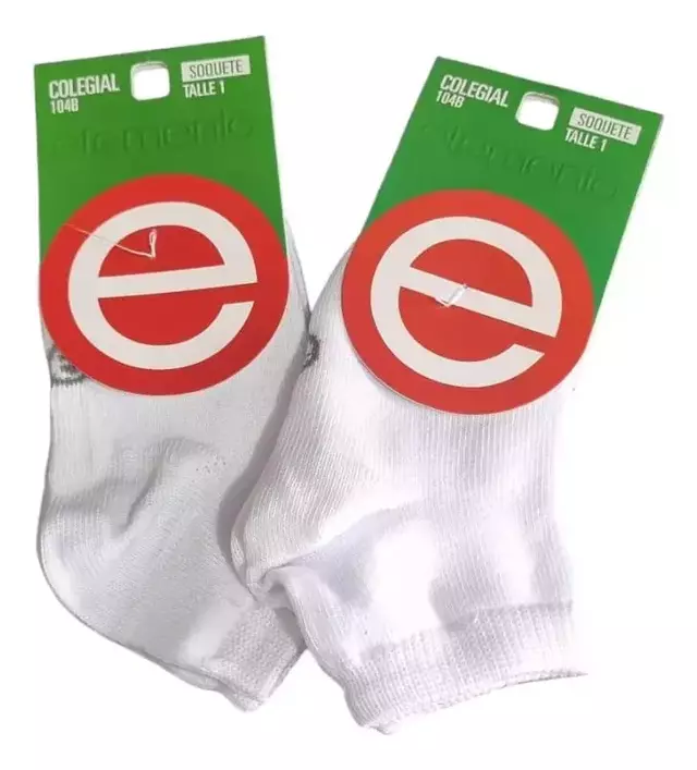 Pack 2 Medias Elemento Soquete Blanco Talle 1 Calzado 21 23 Pack 2 Medias Elemento Soquete Blanco Talle 1 Calzado 21 23