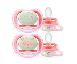 Chupete Avent 6-18m Nightime Luminoso Brilla En Oscuridad X2