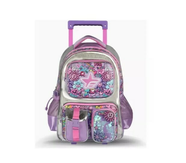 Footy Mochila Con Carro 18 Pulgadas Flowers Lila F2181 Footy Mochila Con Carro 18 Pulgadas Flowers Lila F2181