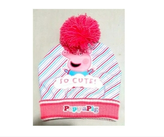 Gorro Tejido Peppa Pig Con Pompon Invierno Niña Lic. Oficial