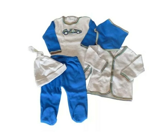 Ajuar Set De 5 Piezas Algodon Body Ranita Gorro Bandana Saco Ajuar Set De 5 Piezas Algodon Body Ranita Gorro Bandana Saco
