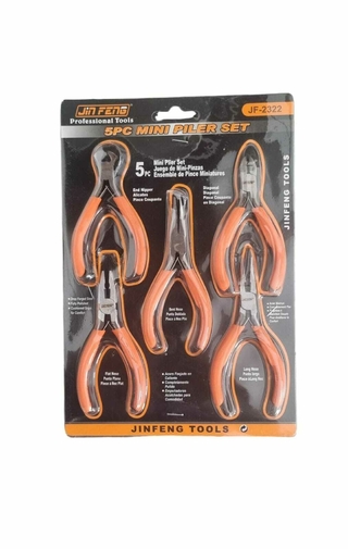 Kit 5 Pinzas Bijouterie Armador Plana Corte Alicate