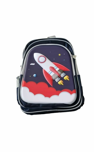 Mochila Infantil 17 Pulgadas Cohete Dinosaurios 3 Bolsillos