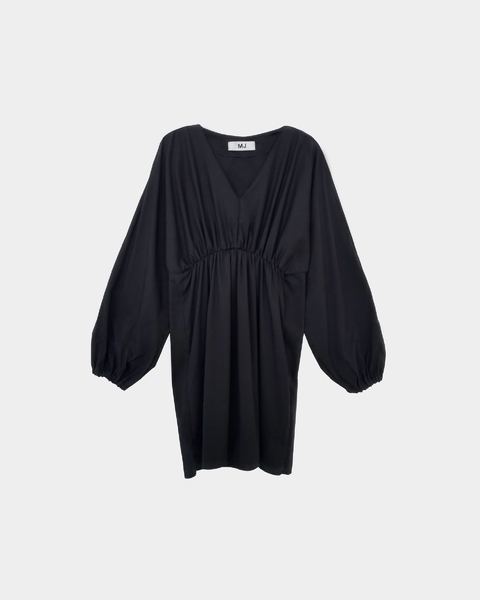 Vestido maxi manga poplín negro - comprar online