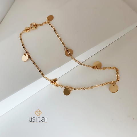 TORNOZELEIRA TAXINHAS FOLHEADA EM OURO 18K - TOR014D