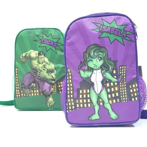 Mochila no tema Hulk para lembrancinha