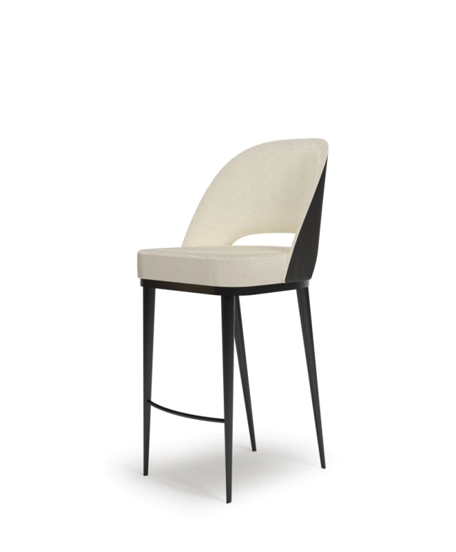 Banqueta Linho Off com Couro