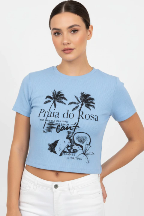 #3272 Remera ribb con lycra mc estampado Praia "Chester"