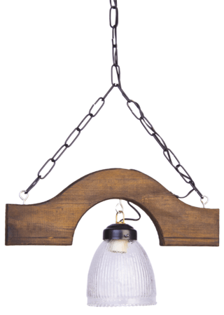 COLGANTE MADERA CAPILLA 1 LUZ con tulipa de 13cm