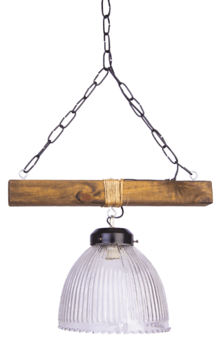 COLGANTE MADERA BARRAL 1 LUZ con tulipa de 20cm