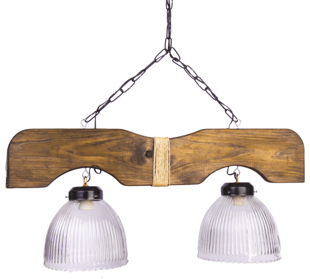 COLGANTE MADERA 2 LUCES con tulipa de 20cm - comprar online COLGANTE MADERA 2 LUCES con tulipa de 20cm - comprar online