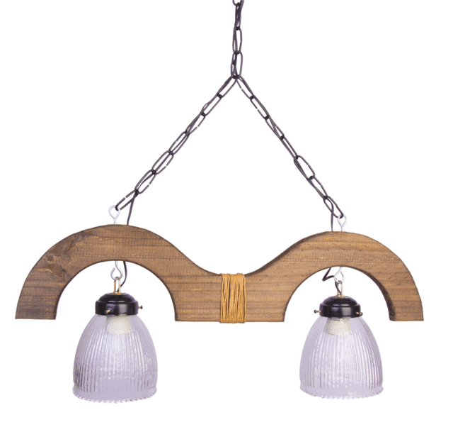 COLGANTE DE MADERA CAPILLA DE 2 Luces con tulipa de 13cm - comprar online COLGANTE DE MADERA CAPILLA DE 2 Luces con tulipa de 13cm - comprar online