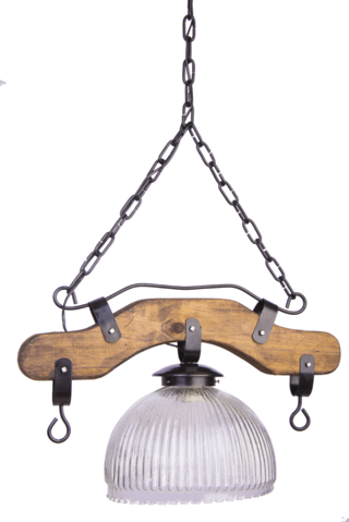 COLGANTE DE MADERA DE 1 LUZ con tulipa de 25cm