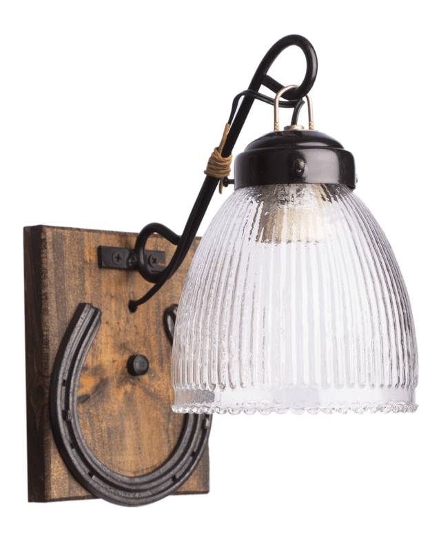 APLIQUE DE 1 LUZ CON RIZO Y HERRADURA con tulipa de 13cm - comprar online APLIQUE DE 1 LUZ CON RIZO Y HERRADURA con tulipa de 13cm - comprar online