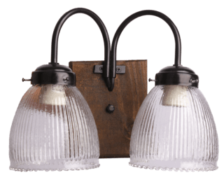 APLIQUE CAMPO 2 LUCES DE CAÑO Y MADERA CON TULIPA DE 13CM