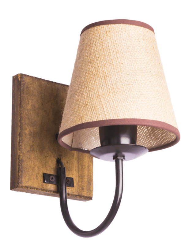 APLIQUE DE 1 LUZ DE MADERA con pantalla de tela APLIQUE DE 1 LUZ DE MADERA con pantalla de tela