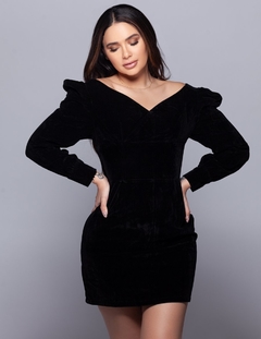 VELVET OFF SHOULDER MINI DRESS - buy online