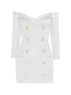 OFF SHOULDER DOUBLE BREASTED DRESS on internet