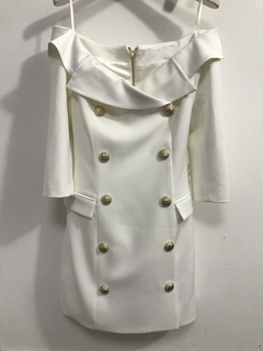 Image of OFF SHOULDER DOUBLE BREASTED DRESS