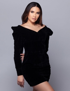 VELVET OFF SHOULDER MINI DRESS on internet