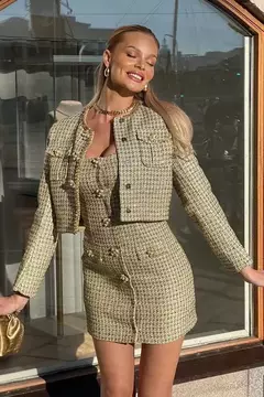 BORRES TWEED MINI DRESS AND JACKET TWO PIECE SET