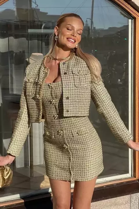 BORRES TWEED MINI DRESS AND JACKET TWO PIECE SET