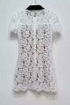 SENRA COLLARED GOLD BUTTON LACE MINI DRESS on internet