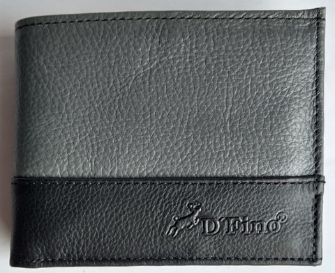 Billetera en Cuero Color Gris/Negro