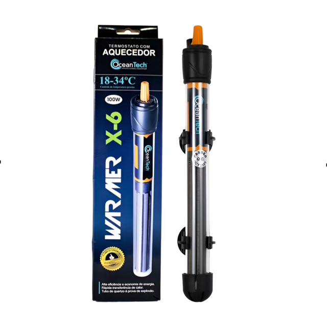 Aquecedor Com Termostato Ocean Tech X-6 100W - 127V Aquecedor Com Termostato Ocean Tech X-6 100W - 127V