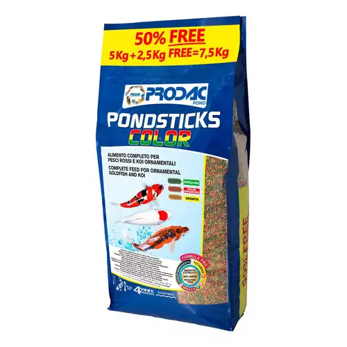 Ração Prodac Pond Sticks Color 5Kg + 2,5kg Grátis Ração Prodac Pond Sticks Color 5Kg + 2,5kg Grátis
